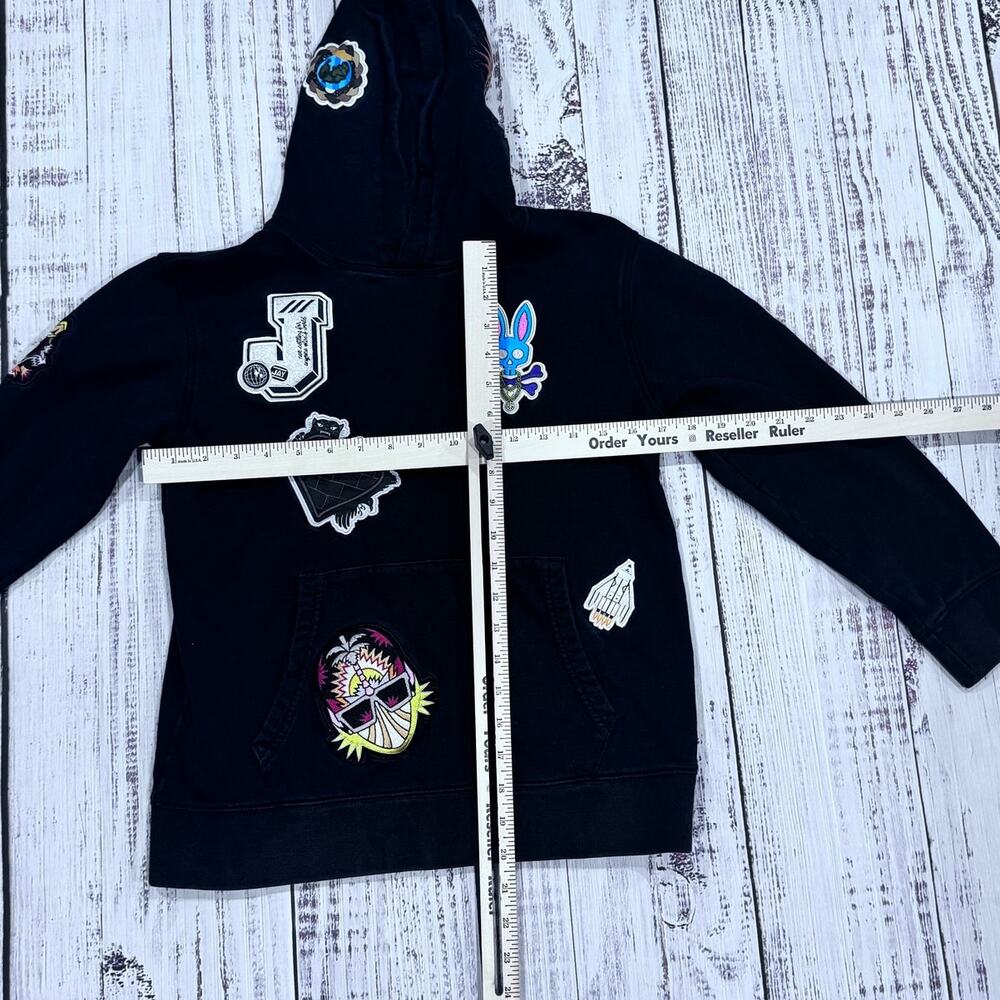 Psycho Bunny Boys L Black Patch Graphic Hoodie Cotton Streetwear - Picture 9 of 10